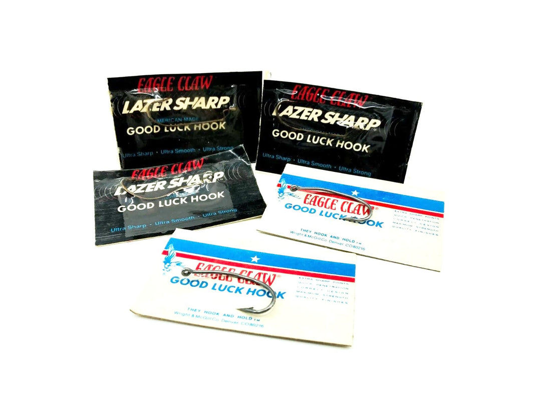 Lot of 5 Eagle Claw "Good Luck" Hooks