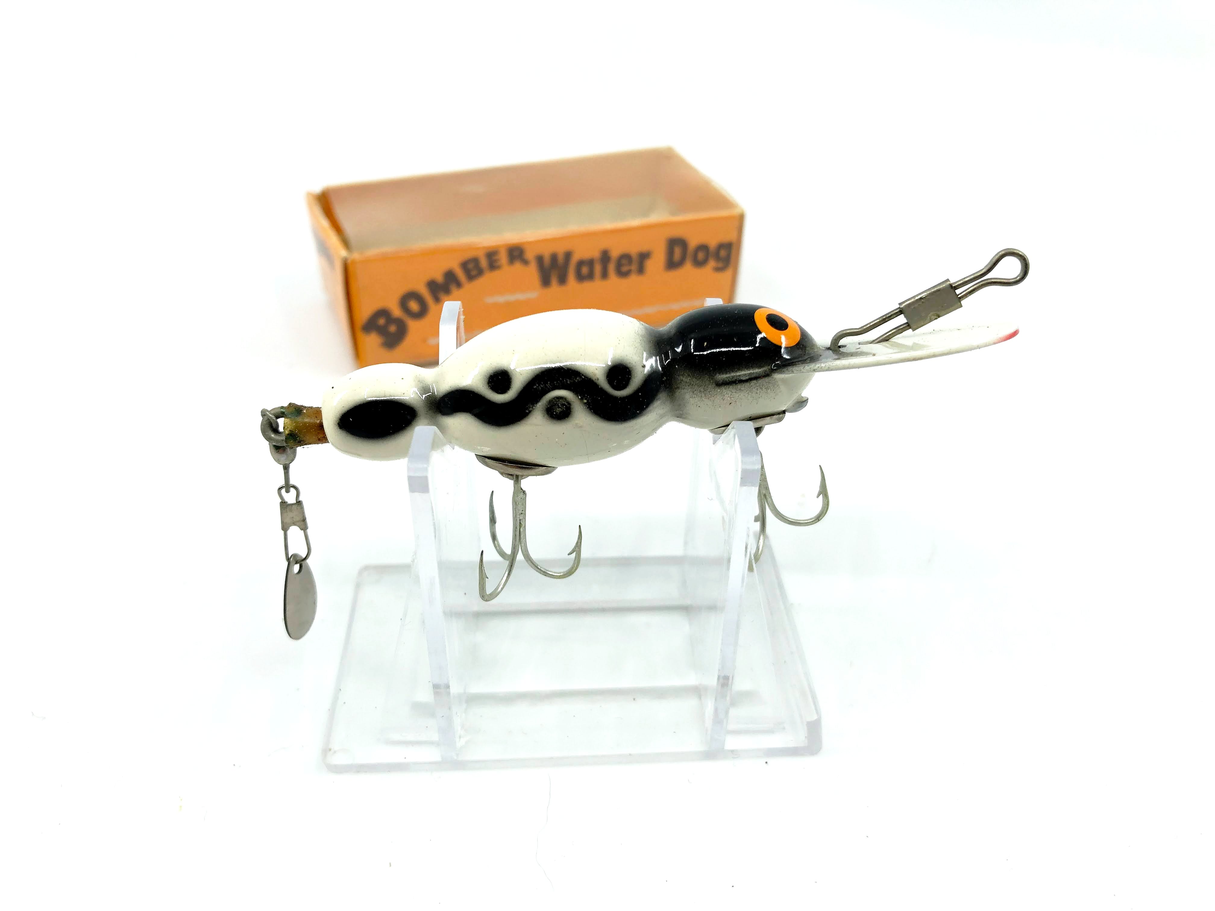 Vintage Wooden Bomber Water Dog 1508 White Black Shadow Color with Box – My  Bait Shop, LLC