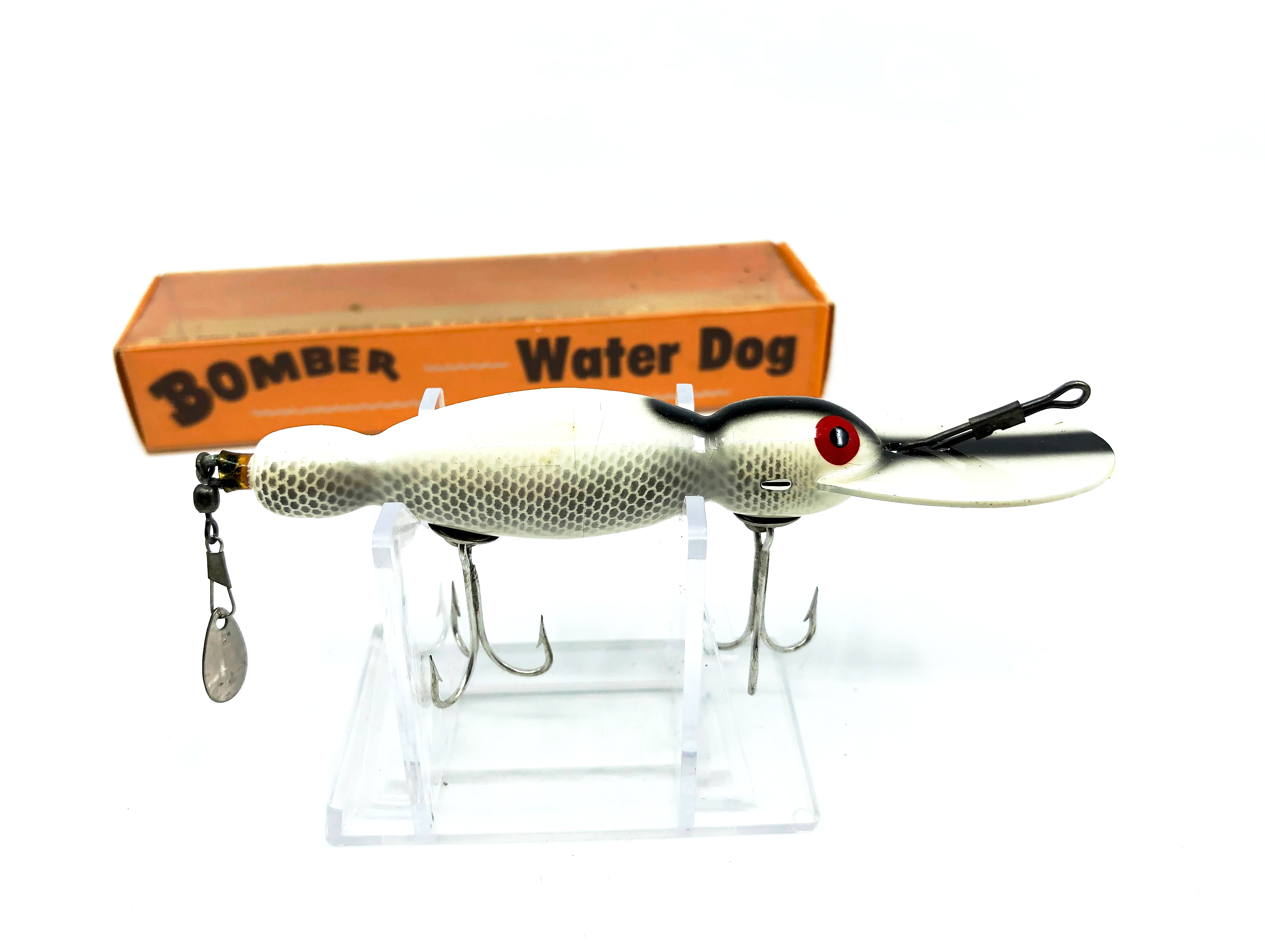 bomber water dog fishing lure Bait Co Solid Black In Box For Sale The Saltwater Grade hardware includes hooks Vintage Bomber Water Dog Fishing