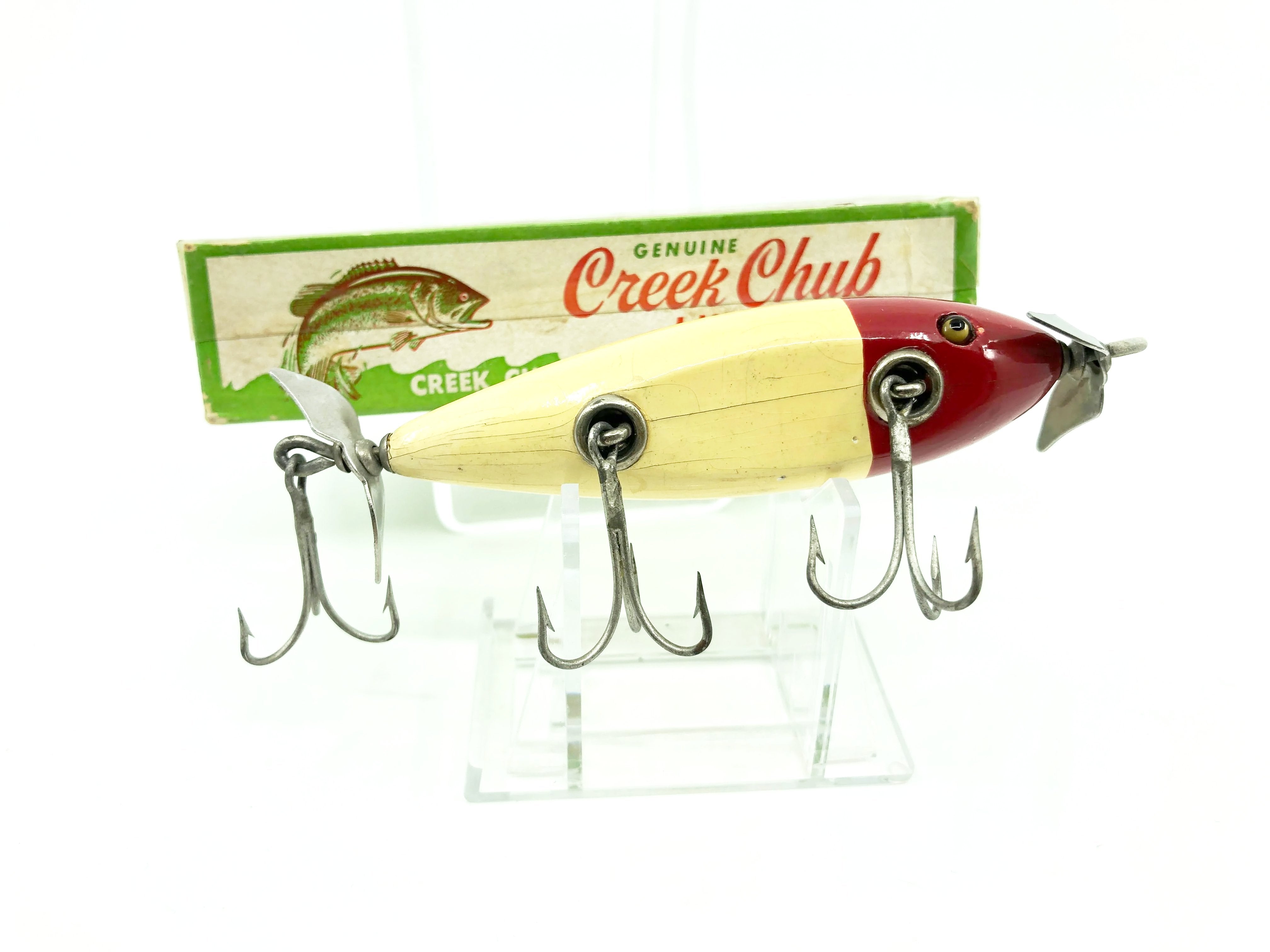 creek chub injured minnow fishing lure Creek Chub Injured Minnow 1500 Red White 1502 Color with Plastic Top B – My  Bait Shop, LLC