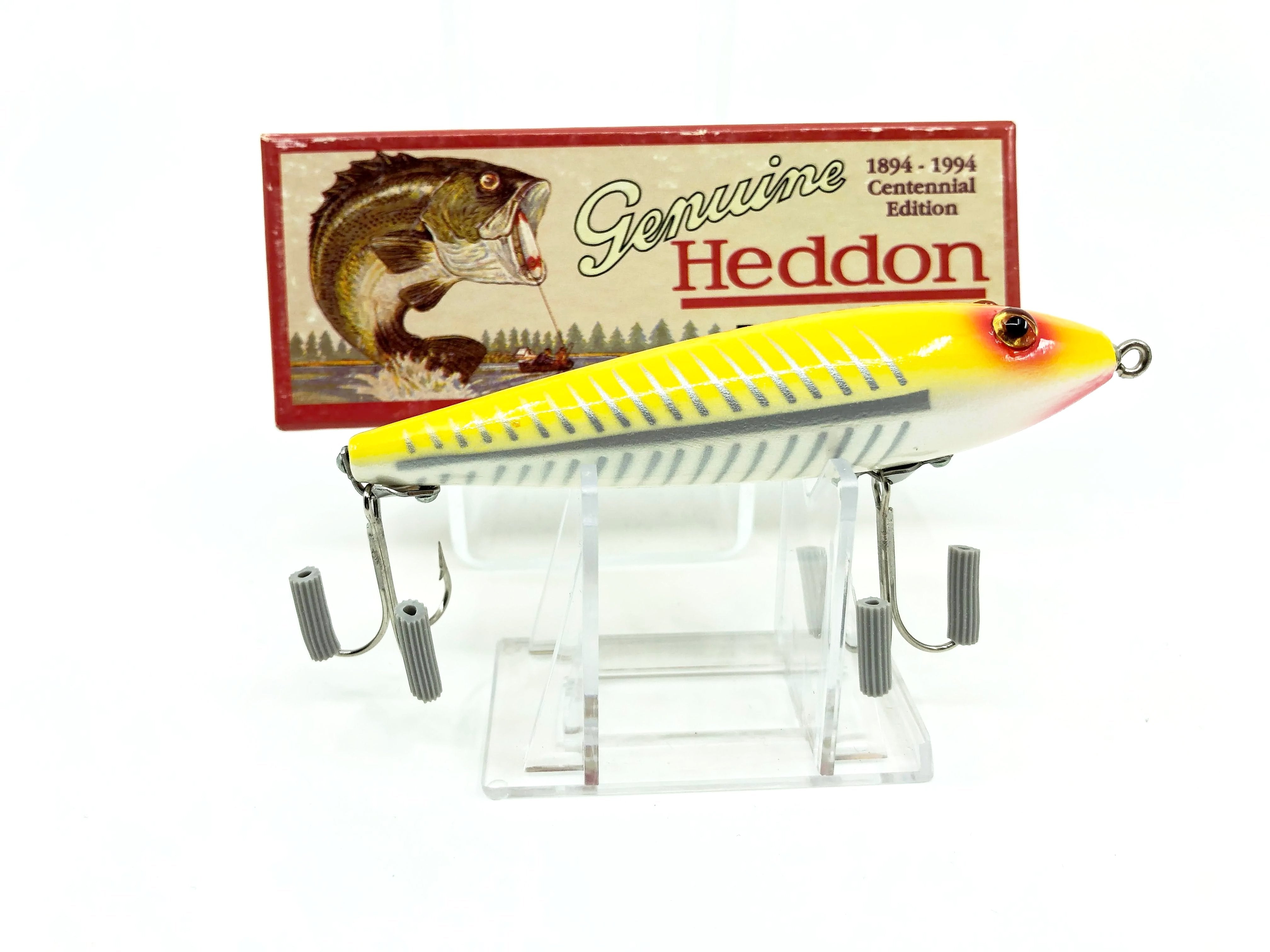 Heddon Saragosse Leurre Vintage Oeil en Verre 2 Pièces Rig 3 Crochets