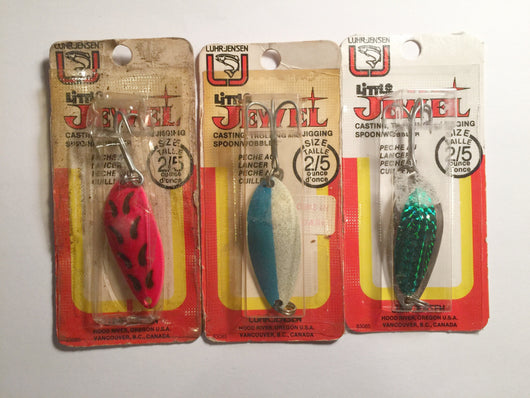 Luhr-Jensen Little Jewel Lures Lot of 3 New on Card 2/5 oz Lot 3