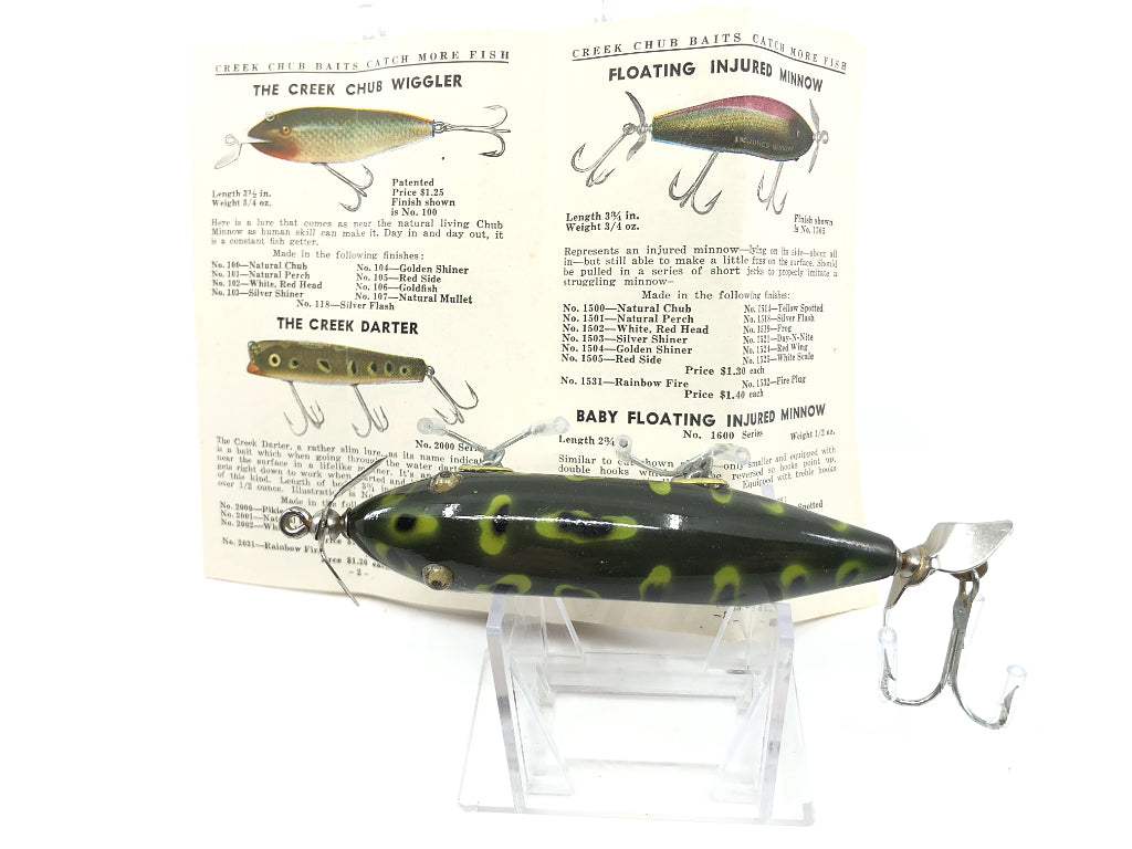 Creek Chub Injured Minnow 1519 Frog Color with Box and Catalog / Hang Tag