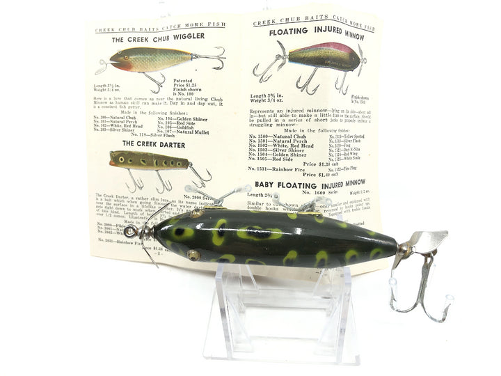 Creek Chub Injured Minnow 1519 Frog Color with Box and Catalog / Hang Tag