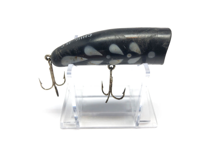 Kautzky Lazy Ike Chug Ike Black with White Pattern Vintage Fishing Lure