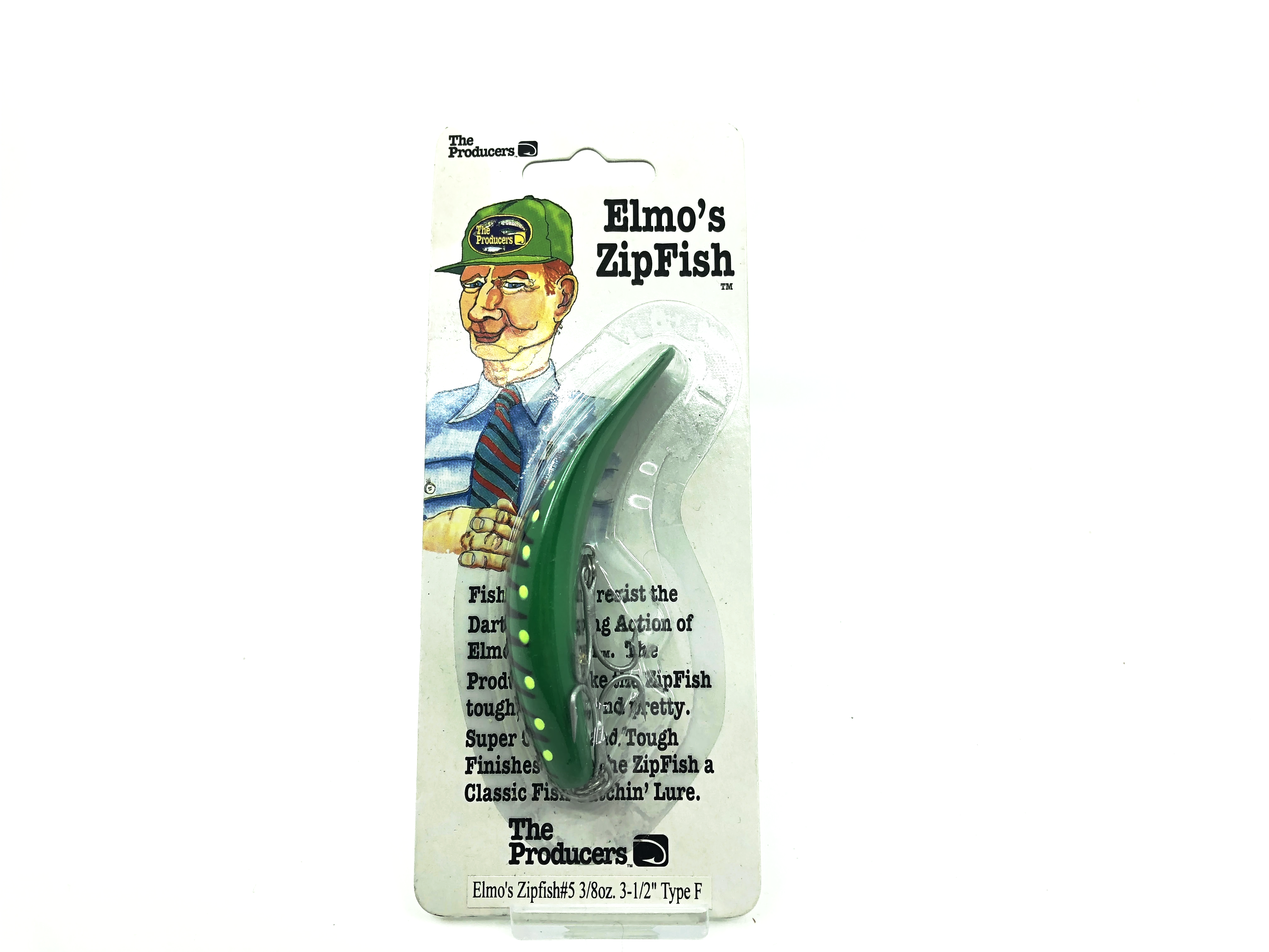 bite me elmo fishing lure Producer's Elmo's Zipfish #5 Green Shore Color New on Card – My Bait Shop, LLC Incredible S Turns Size:#10 -30lb/20pcs Fish Breeding Box - Blue Fox