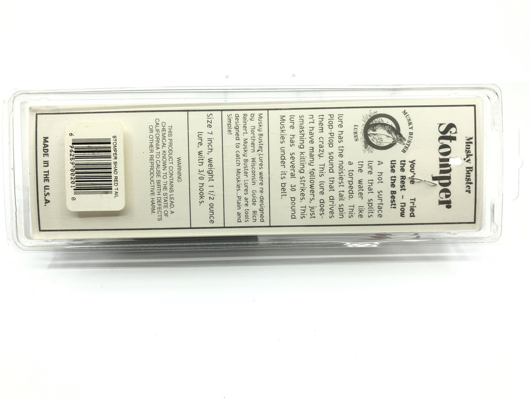 Musky Buster Stomper Lure Shad Red Tail Color New on Card