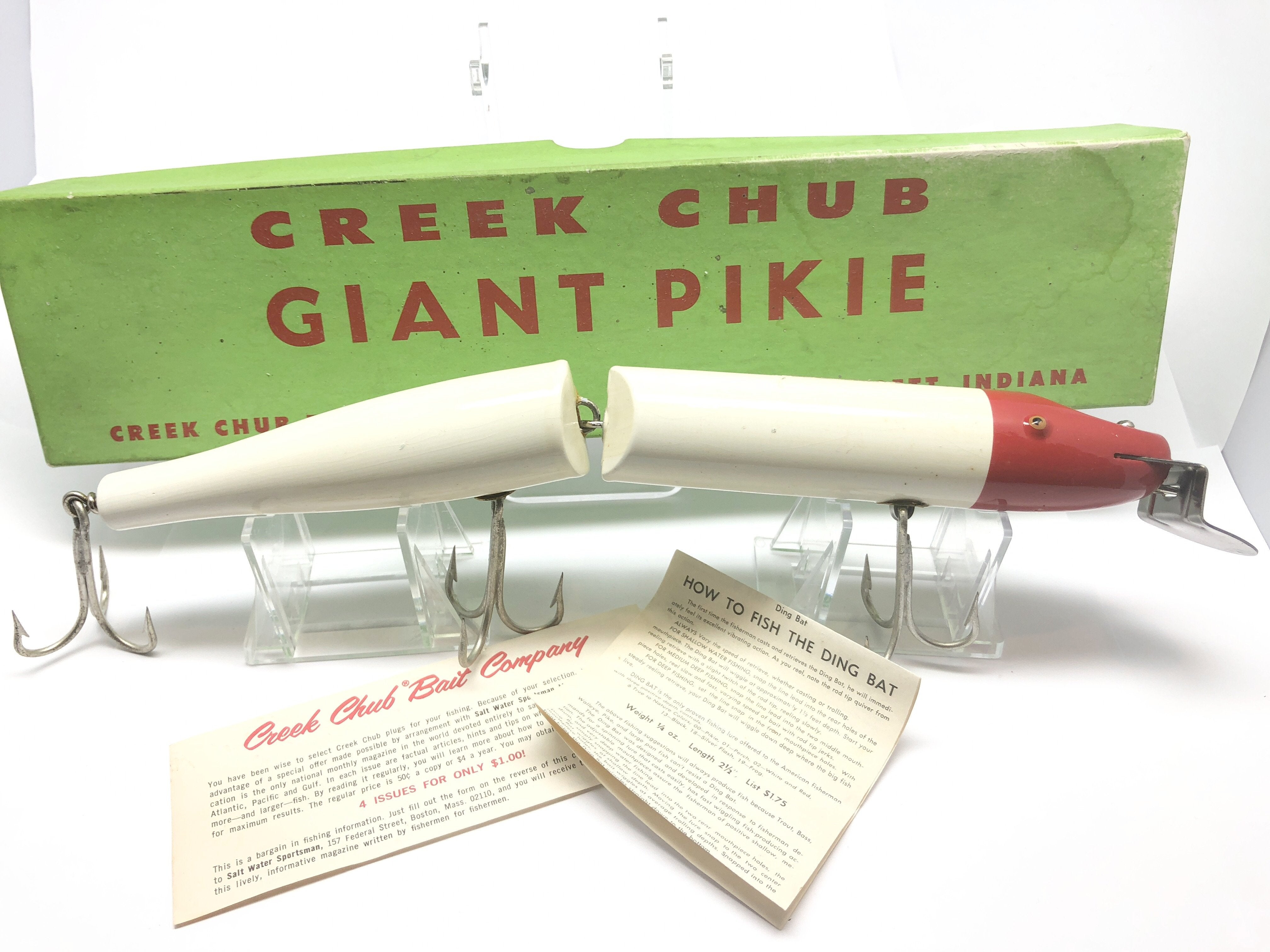 creek chub giant pikie fishing lure Creek Chub Giant Jointed Pikie Red Head White Body Color 802 with Box – My  Bait Shop, LLC