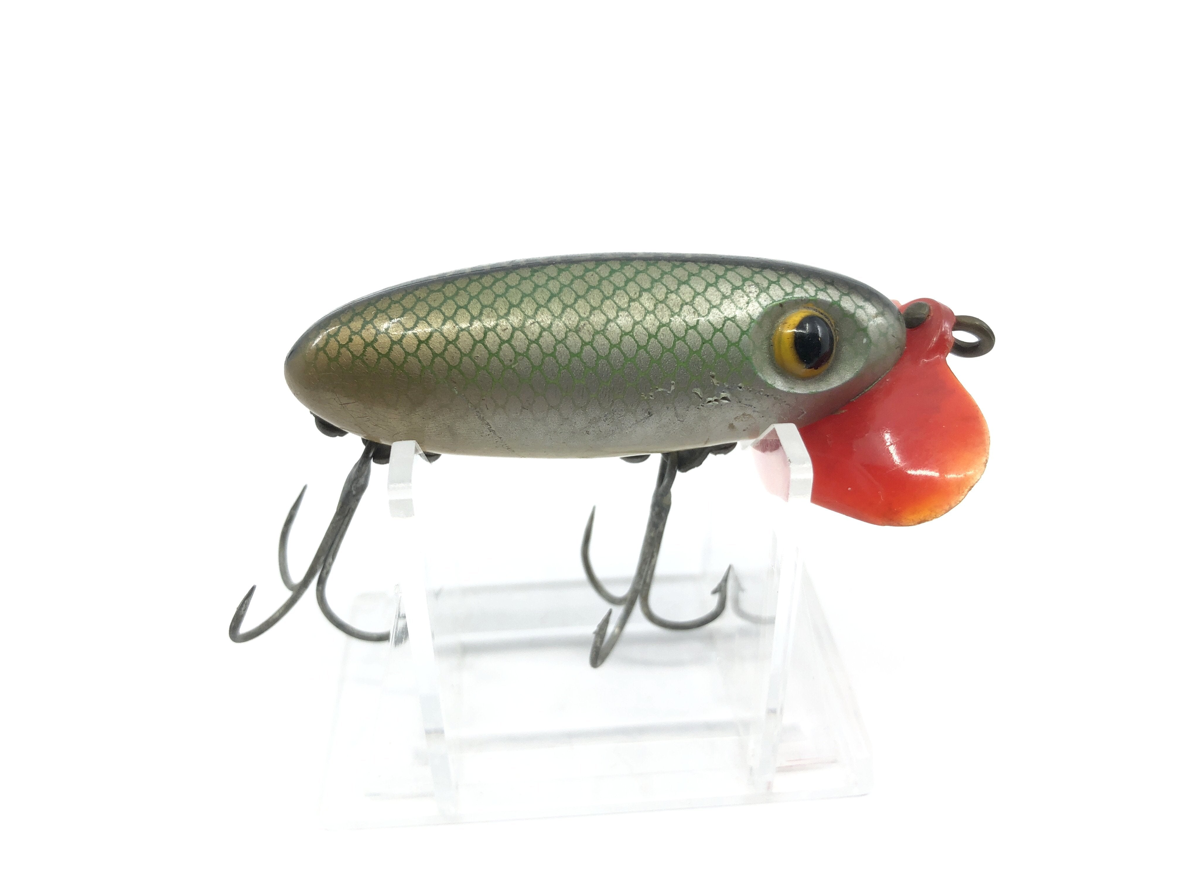 Arbogast Plastic Red Lip Jitterbug 1940's WWII Era Green Scale Color – My Bait Shop, LLC