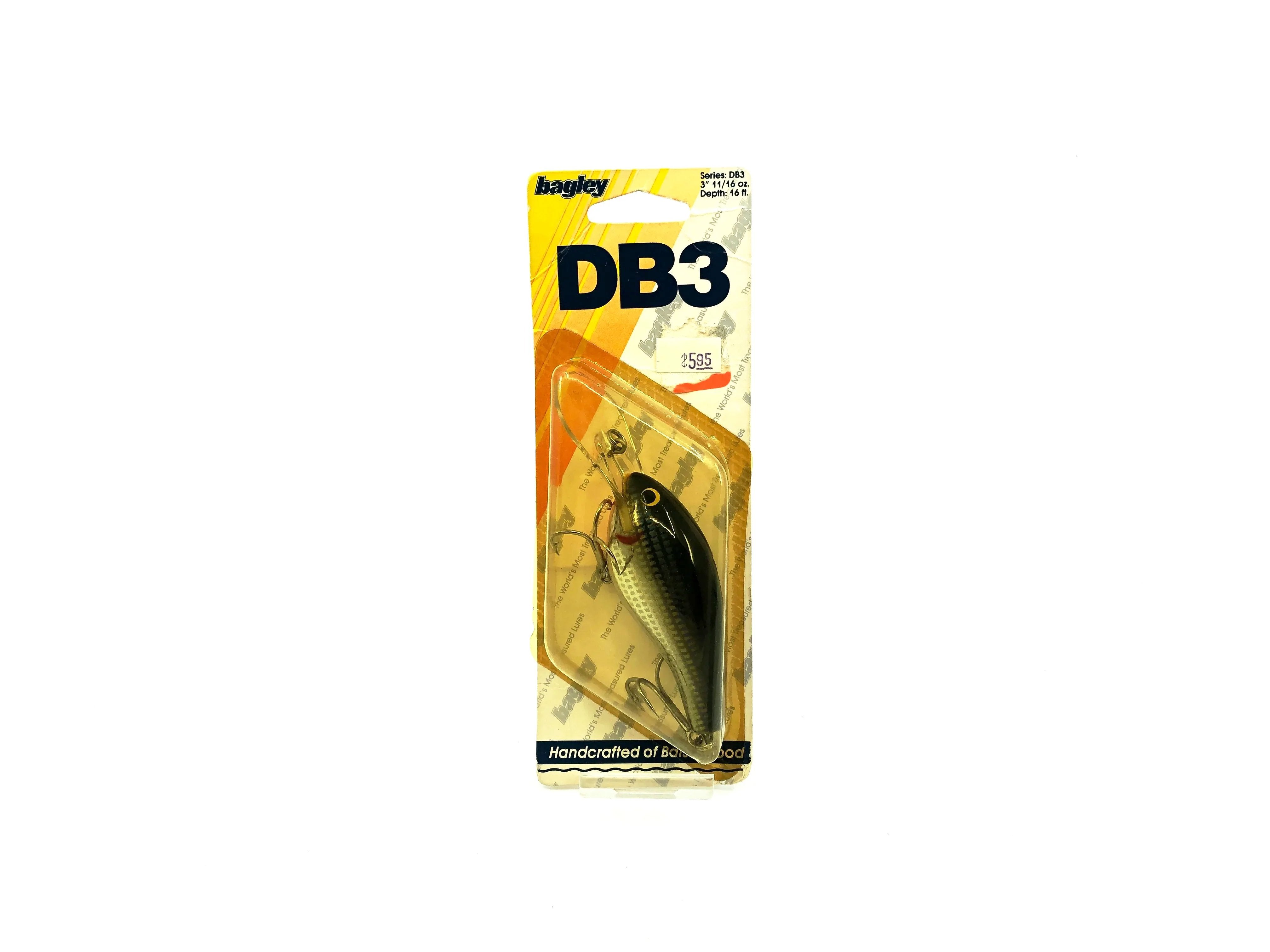 bagley db3 fishing lures Bagley Diving B3 DB3-FCSS Flash Crippled Shad on Silver Color New on Card Old Stock Florida Bait