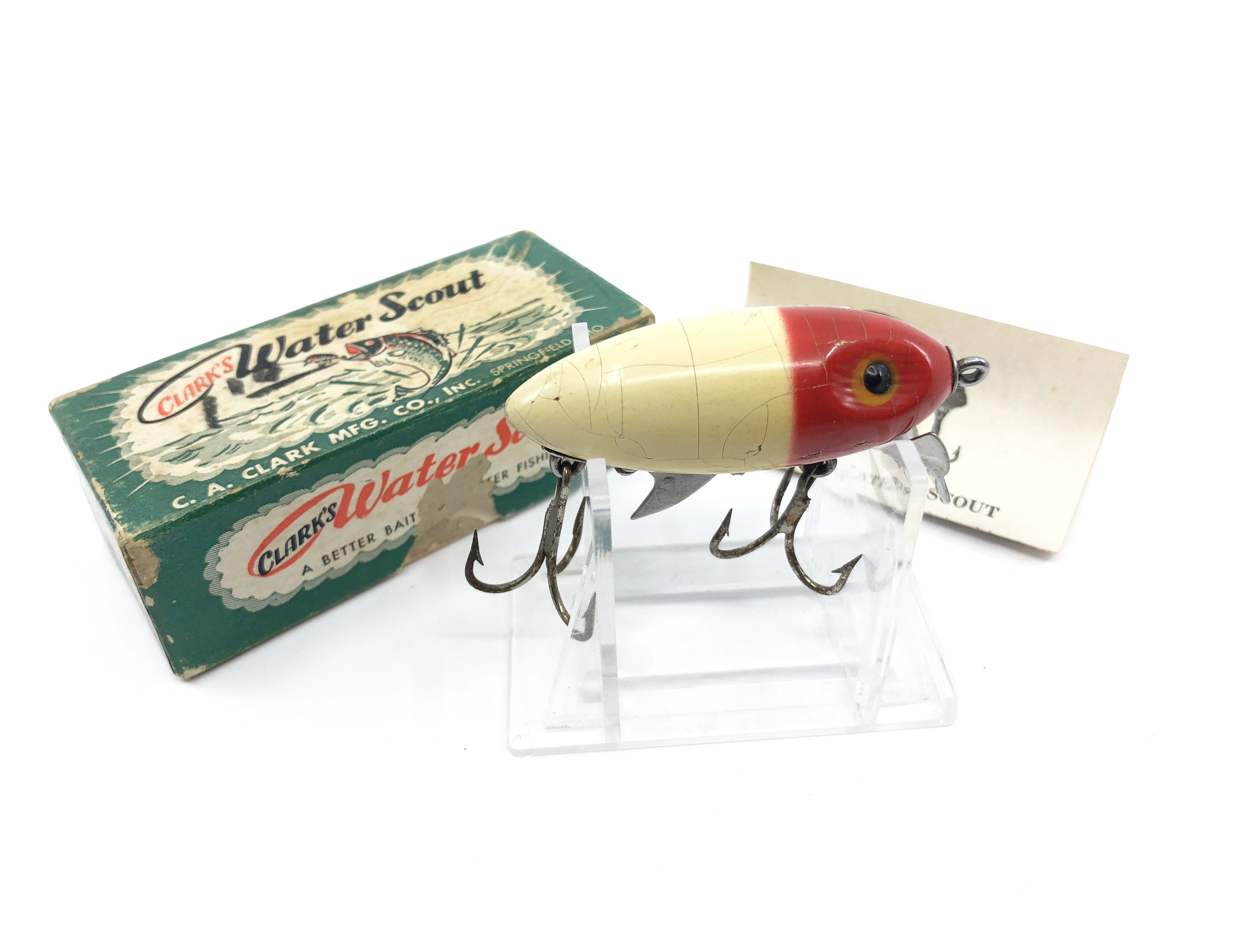 clark water scout fishing lure lot 35 Clark's Water Scout Red and White Color with Box Vintage Lure