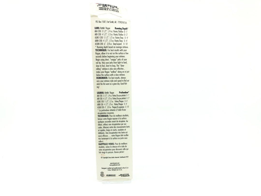 Smithwick Deep Suspending Rattlin' Rogue Silver Black Back Color New on Card
