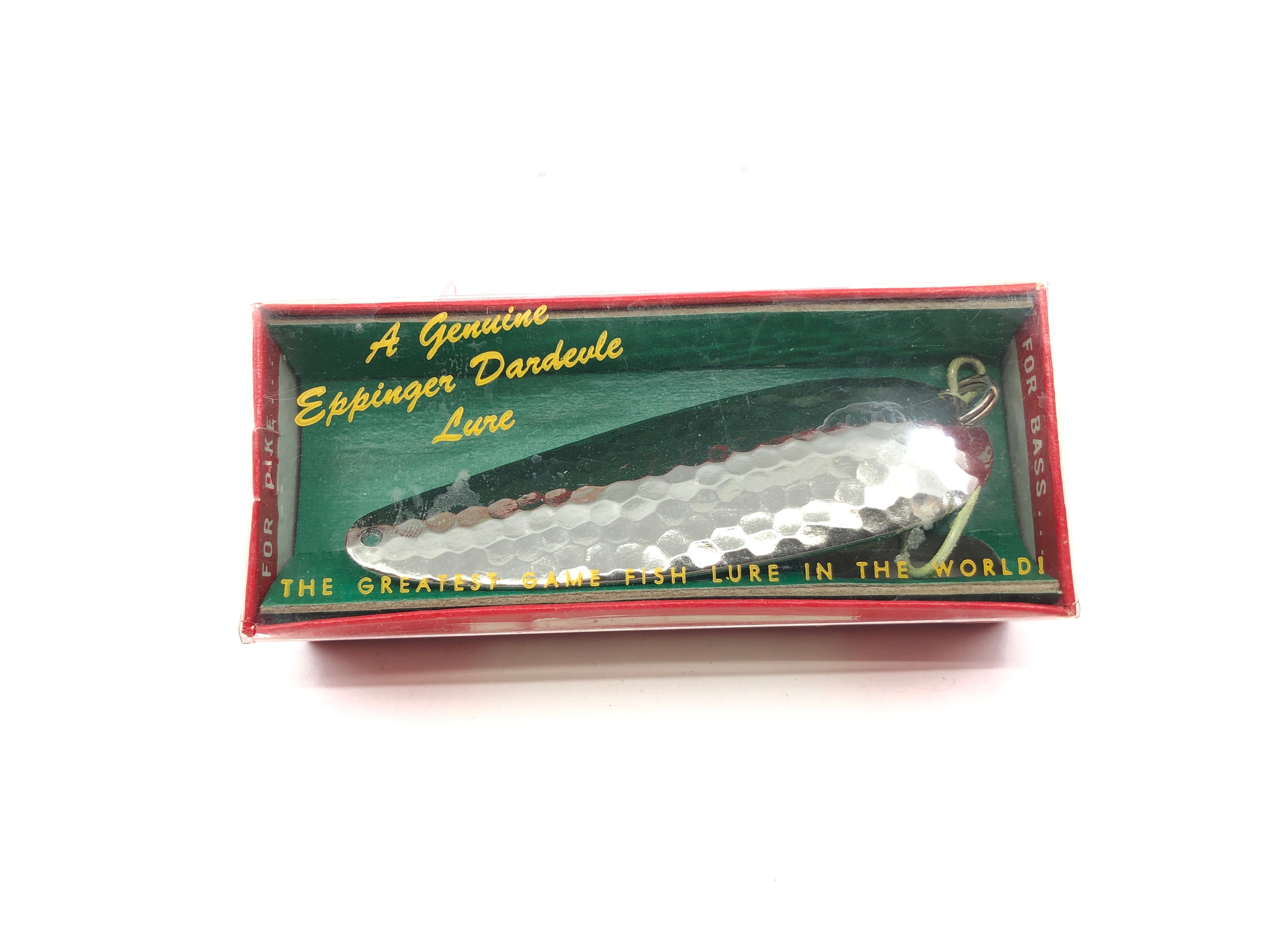 collectible fishing lures for sale dardevle Vintage Eppinger Dardevle 1 oz Color 62 Hammered Nickel New in Box Pre – My Bait Shop, LLC