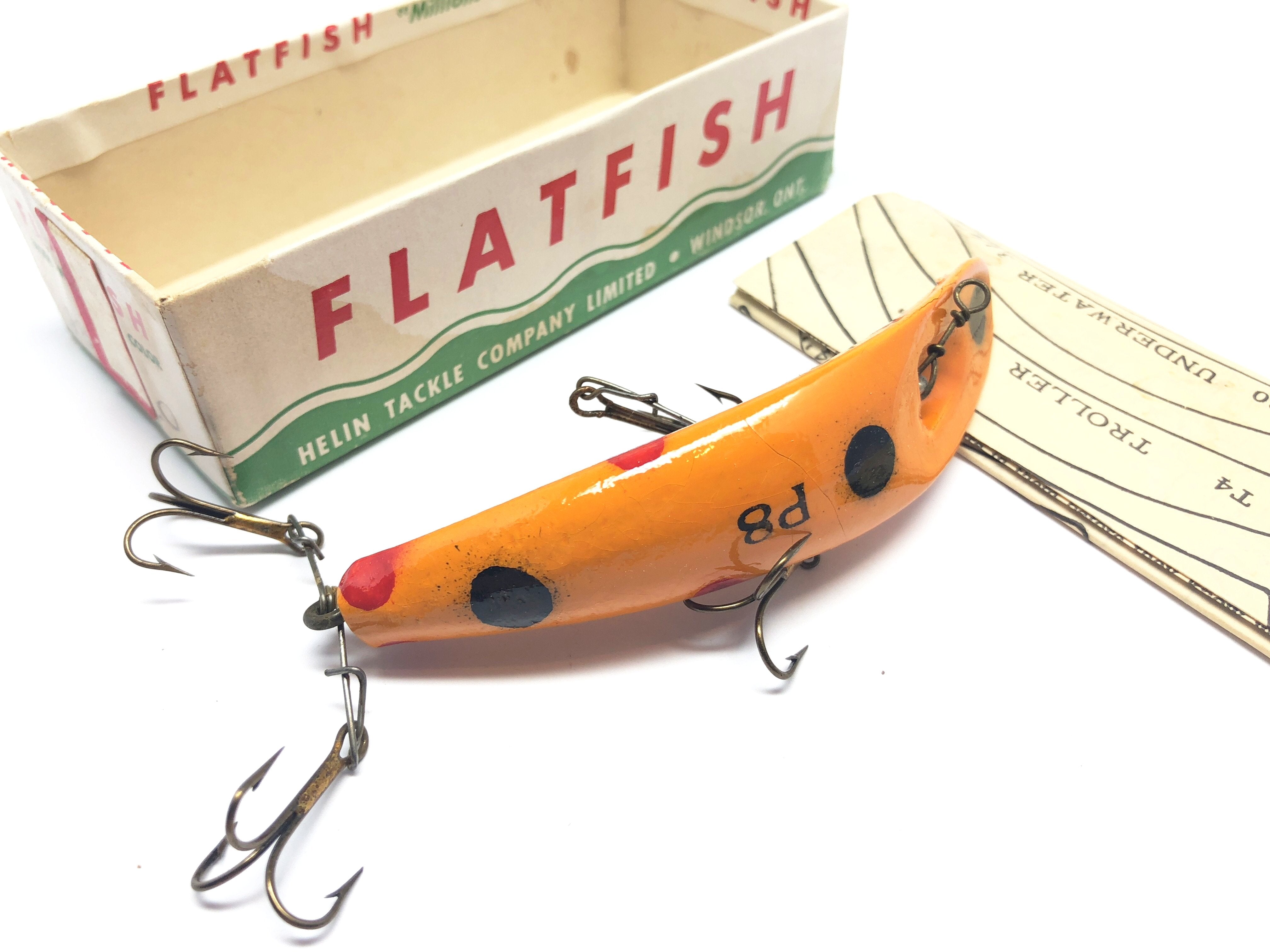 Helin Vintage Wooden Flatfish P8 LO Orange Dotted Color with Box and P – My Bait Shop, LLC