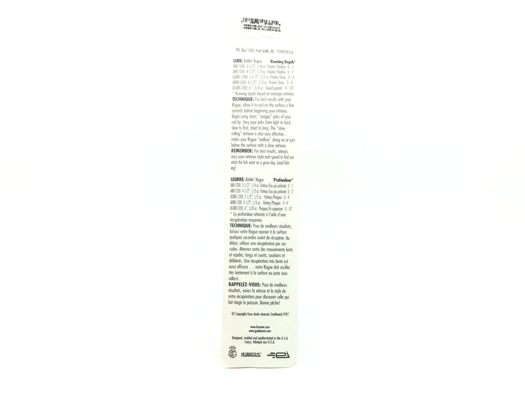 Smithwick Deep Suspending Rattlin' Rogue Silver Black Back Color New on Card