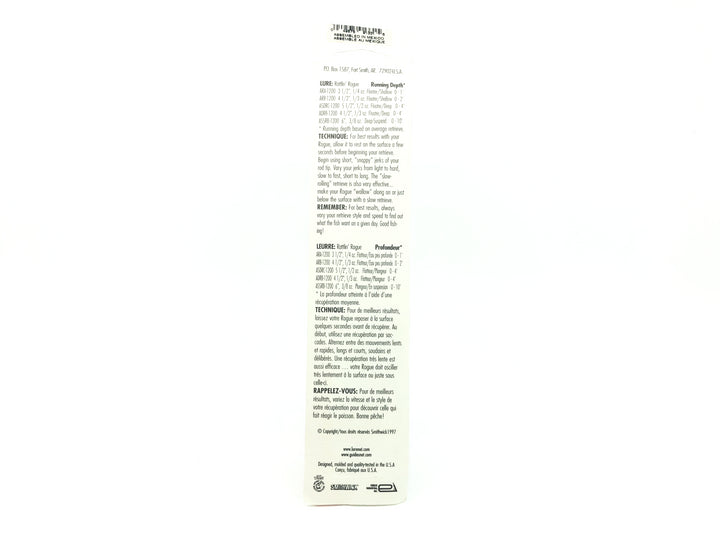 Smithwick Deep Suspending Rattlin' Rogue Silver Black Back Color New on Card