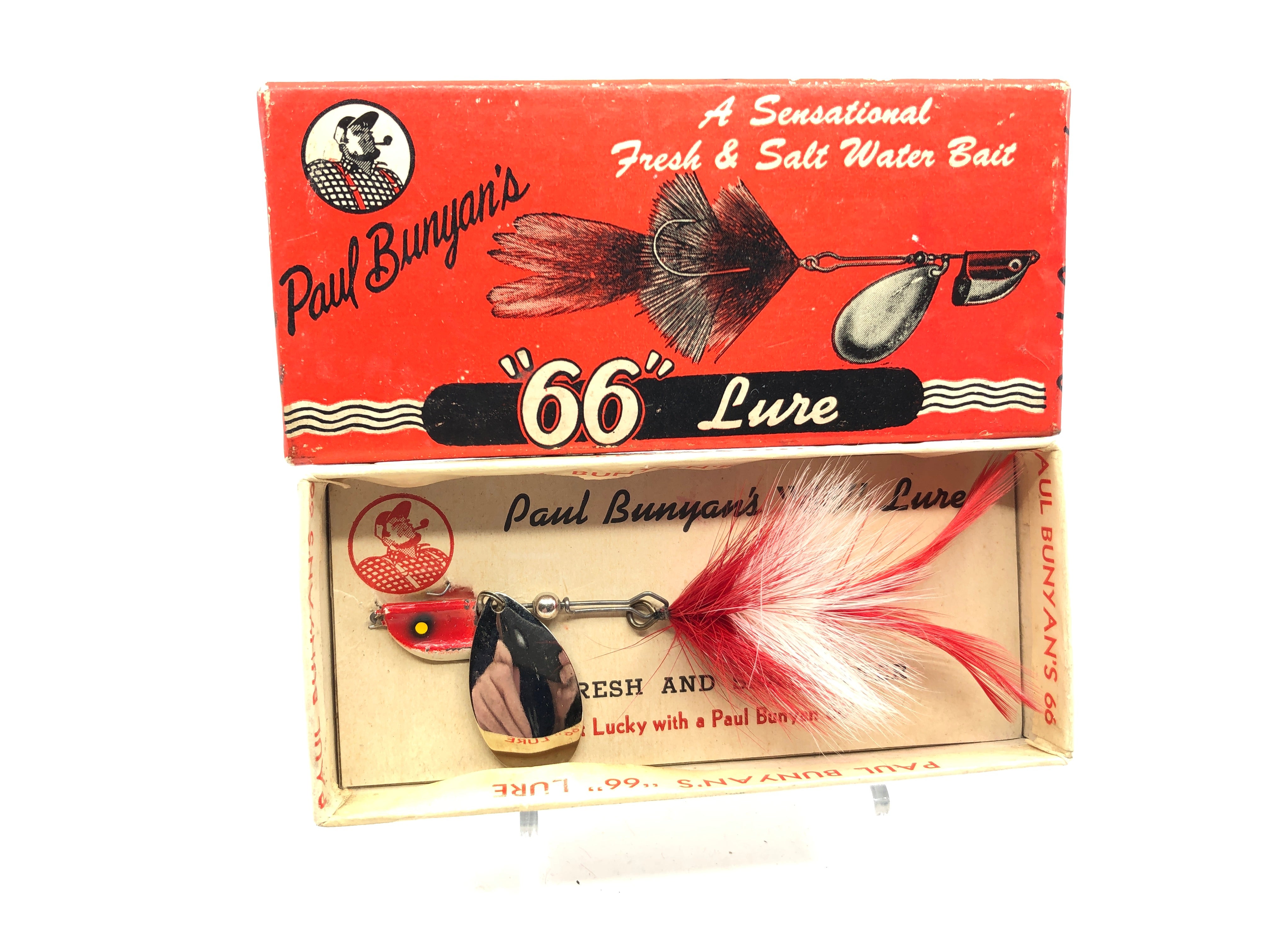Vintage Paul Bunyan's 66 Lure New in Box White Red Streamer Color Old – My Bait Shop, LLC