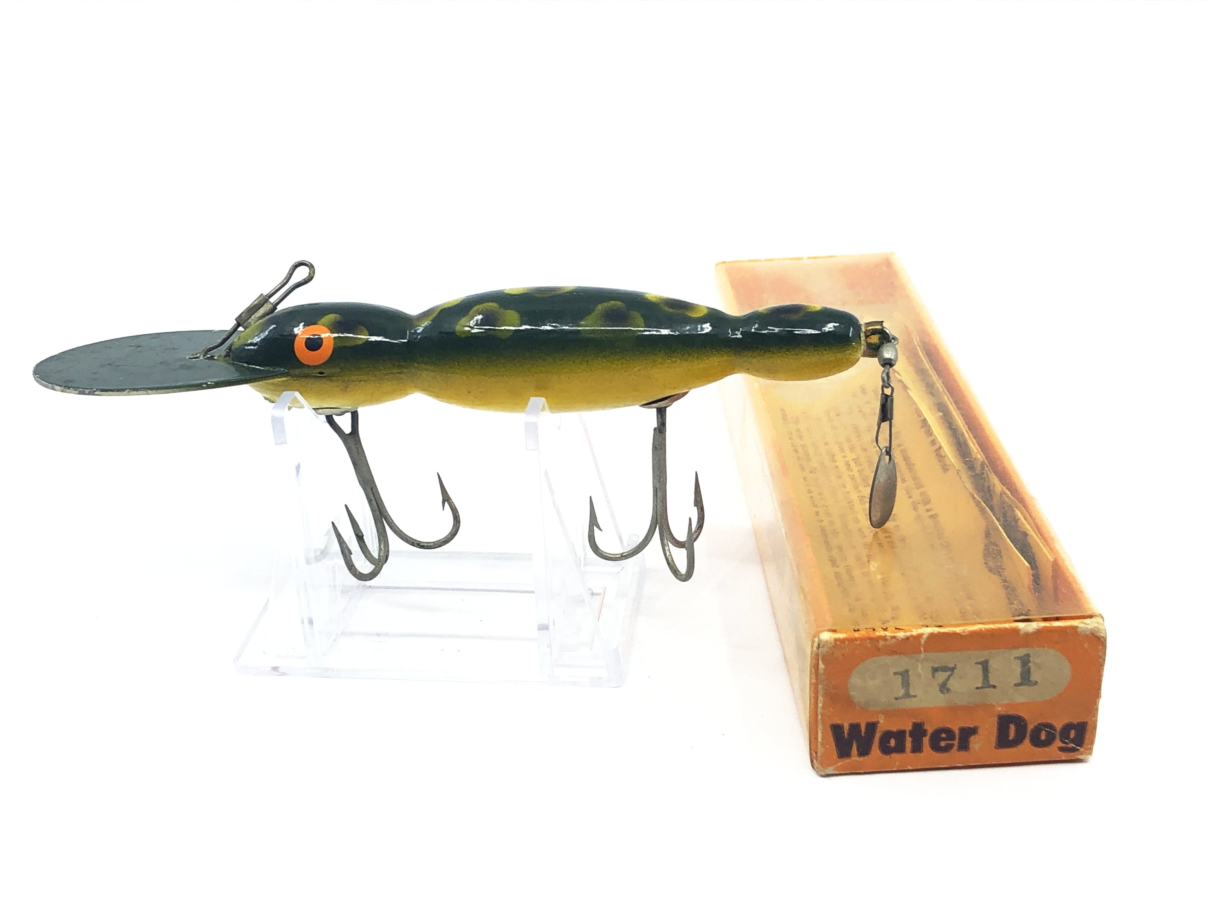 Vintage Wooden Bomber Water Dog 1711 Frog Color with Box My Bait Shop, LLC Vintage Wooden Bomber Water Dog 1711 Frog Color with Box My Bait Shop, LLC