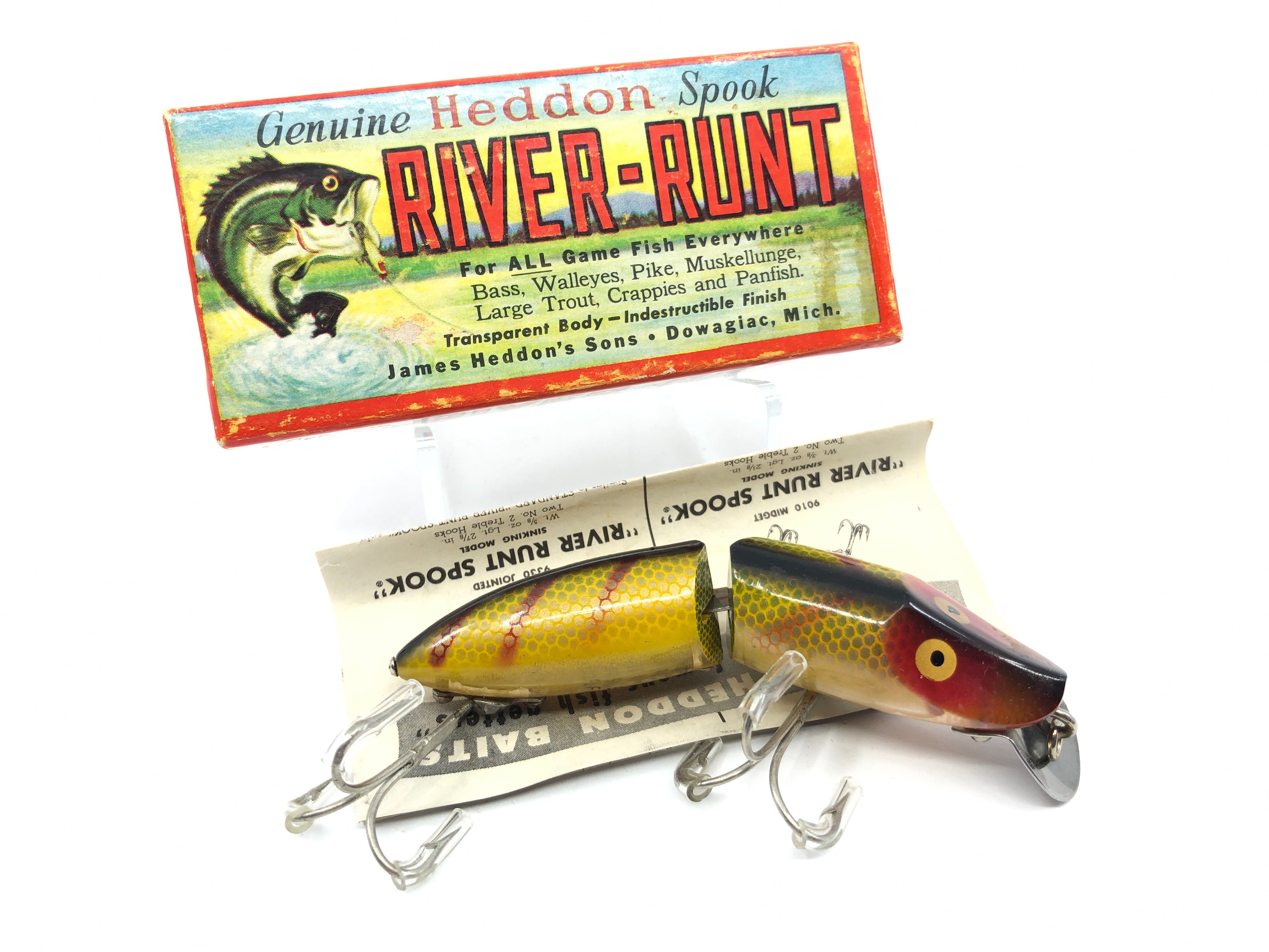 Heddon Jointed Floating River Runt 9430 L Perch Color with Box and