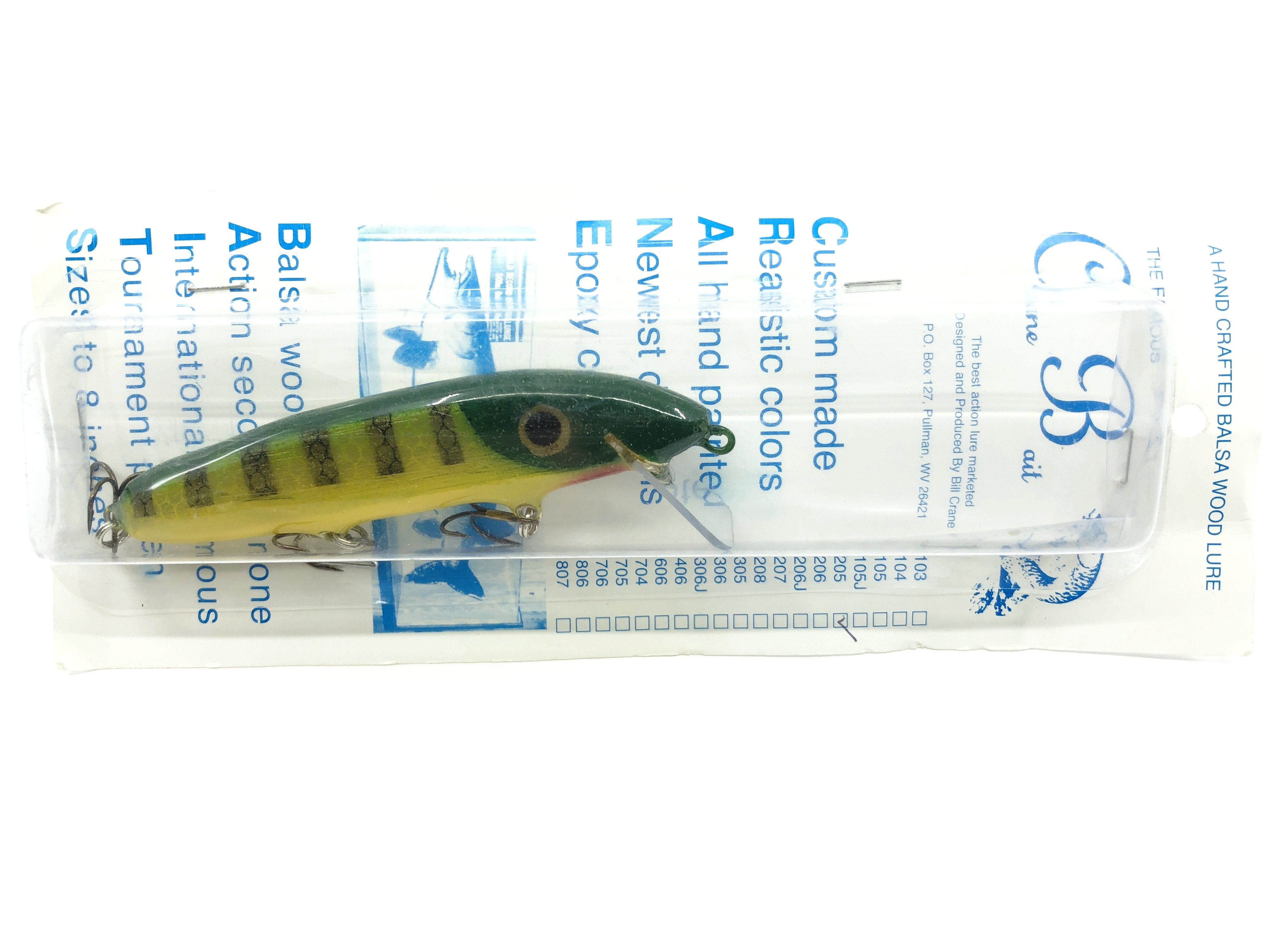 Crane 205 Musky Lure New on Card Green Yellow Perch Color – My