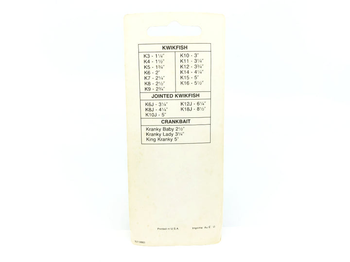 Kwikfish K9 RFB Red Fluorescent Black Spots Color New on Card Old Stock