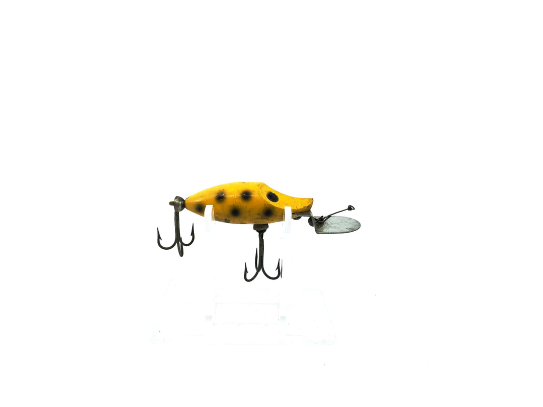 Heddon Tiny Go Deeper River Runt YBS Yellow Black Spots, Uncatalogued Color