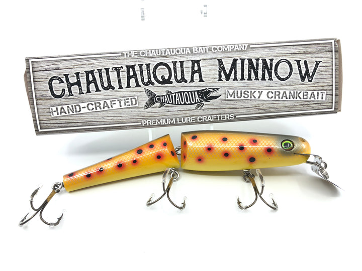 Jointed Chautauqua 8" Minnow Musky Lure Special Order Color "Orange with Black Spots"
