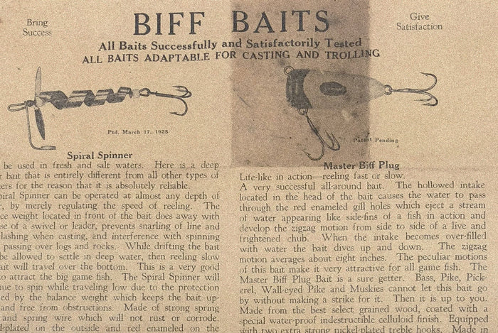 1925 Biff Bait Paperwork