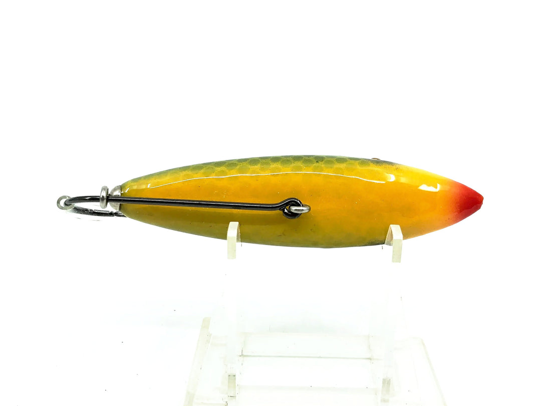 Musky Dan (XXX Lures) Single Hook Pikaroon, Green Scale/Yellow Belly Color