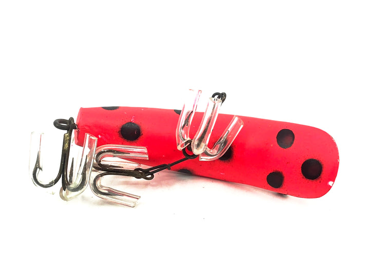 Helin Flatfish X4, RFB Fluorescent Red/Black Spots Color- Vintage plastic version