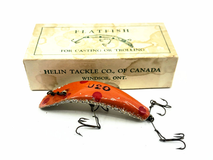 Vintage Helin Flatfish U20, OSF Orange Spots/Foil Color with Box