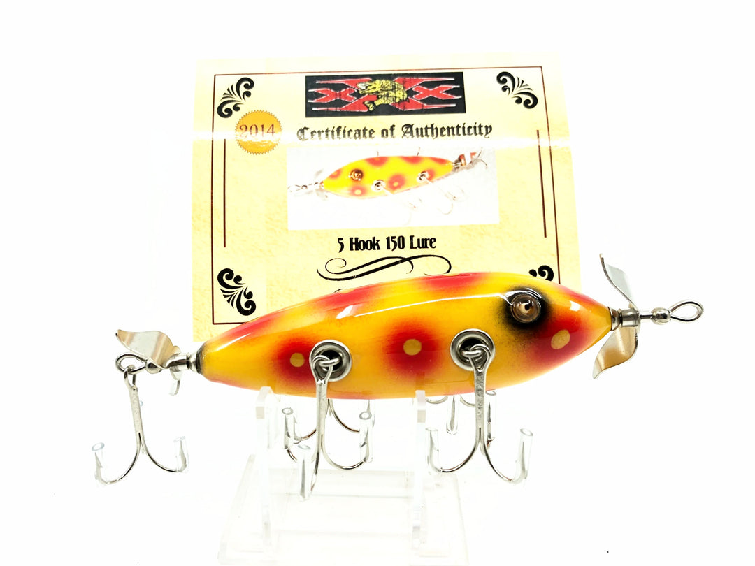 Musky Dan (XXX Lures) 5 Hook, Orange/Red & Gold Spots w/COA