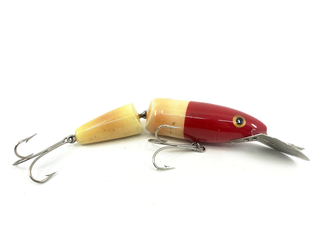 Jointed Wooden 5" Musky Bait, Red Head/White Color