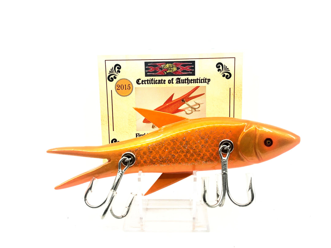 Musky Dan (XXX Lures) Florida Old Style Injured Minnow, Goldfish Color w/COA