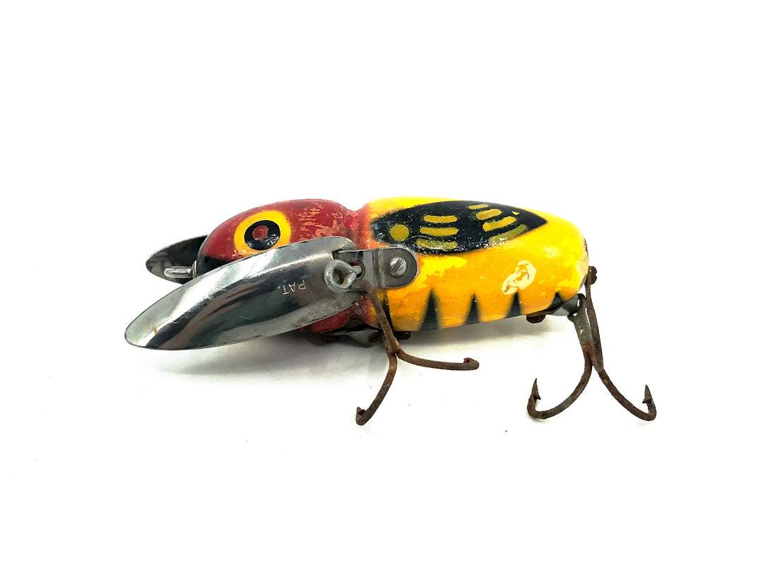 Heddon Wooden Crazy Crawler 2100 YRH Yellow Red Head Color