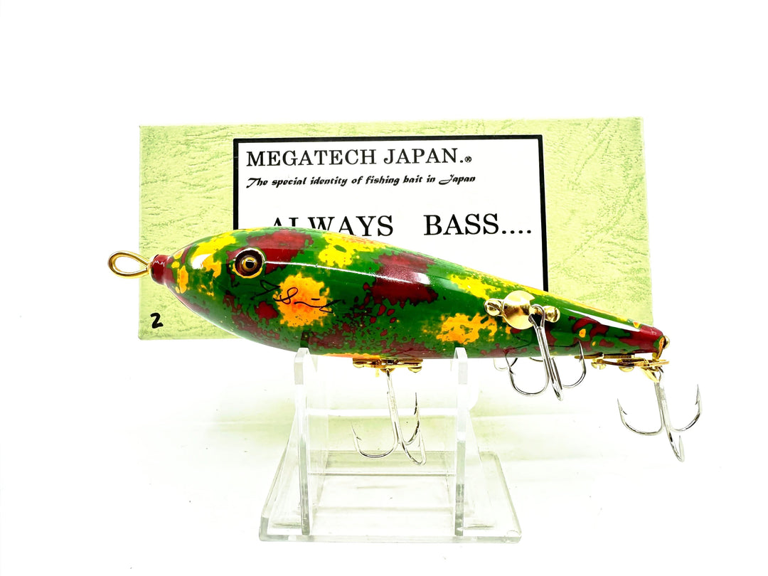 Megatech Japan Always Bass 4 Hook Lure, Green/Yellow/Orange/Brown Color w/Box-Signed