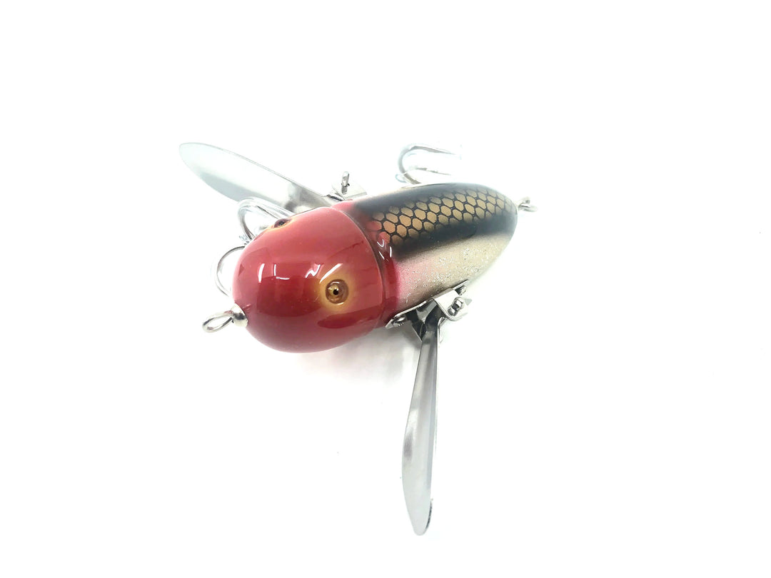 Musky Dan (XXX Lures) Husky Crazy Crawler 4 1/8", Red Head/Silver Flitter/Black Back Color