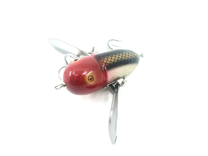 Musky Dan (XXX Lures) Husky Crazy Crawler 4 1/8", Red Head/Silver Flitter/Black Back Color