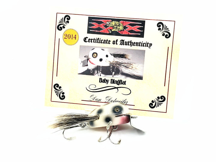 Musky Dan (XXX Lures) Baby Dingbat, White/Black Dots w/COA