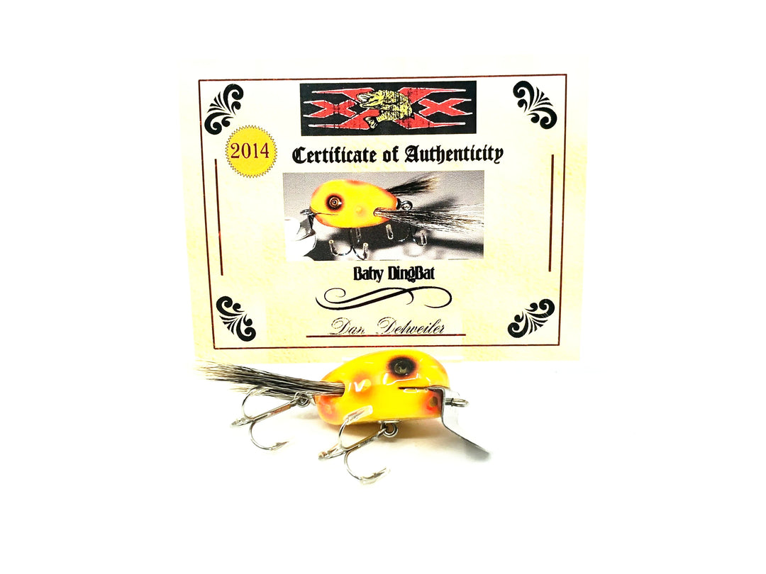 Musky Dan (XXX Lures) Baby Dingbat, Gold Spotted Orange w/COA