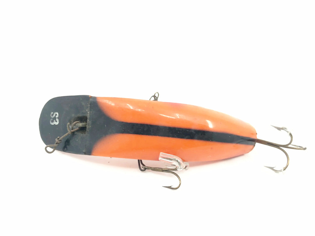 Helin Flatfish S3,&nbsp;OB Orange Red Tip Black Stripe Color - Vintage Plastic
