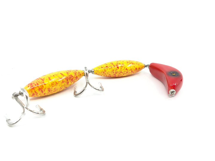 Musky Dan (XXX Lures) Triple Jointed, Red Head/Yellow Speckles - Jig-L-Worm