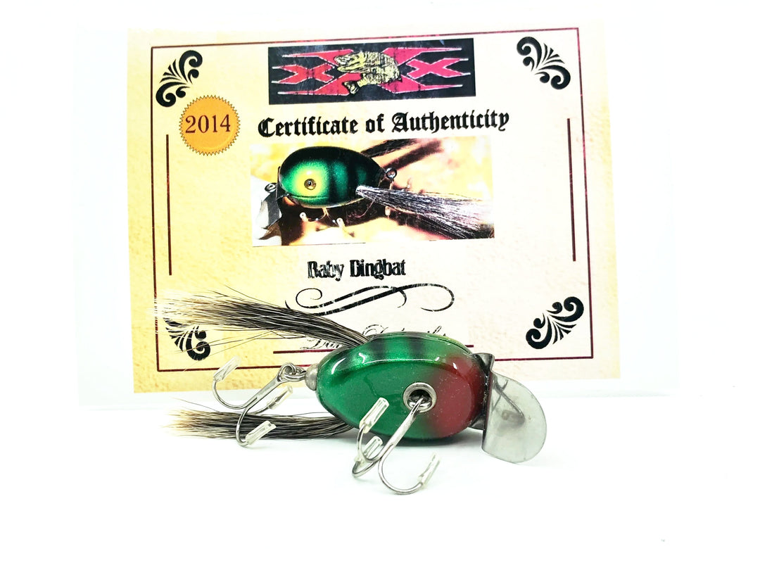Musky Dan (XXX Lures) Baby Dingbat, Green/Black Back & Ribs w/COA