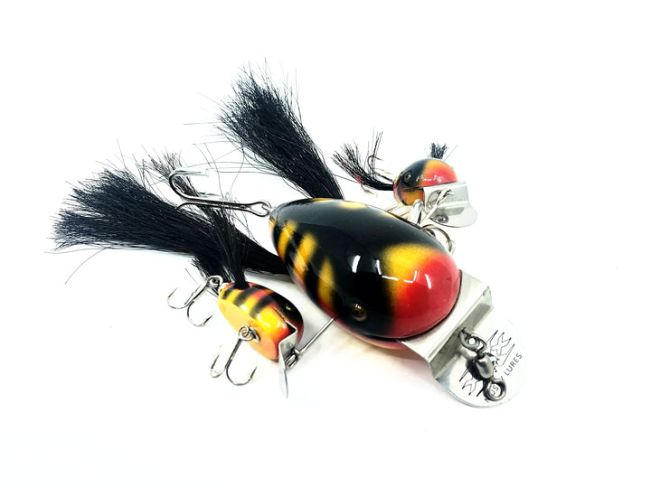 Musky Dan (XXX Lures) Husky Dingbat Trio, Gold/Yellow/Red/Black Back & Ribs Color w/COA