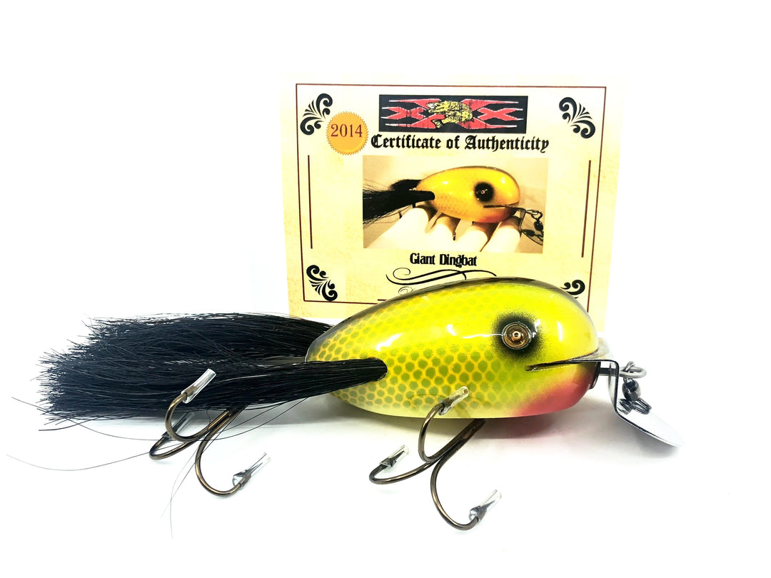 Musky Dan (XXX Lures) Giant Dingbat 3 7/8", Gold Scale/Black Back w/COA