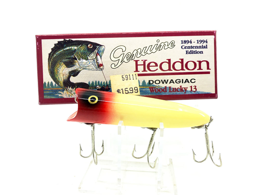 Heddon Centennial Edition Wood Lucky 13 New in Box No. 2500W-RH Red Head/White Color