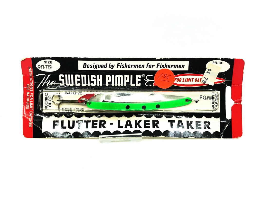 Swedish Pimple Flutter Laker Take, Fluorescent Green Color New on Card