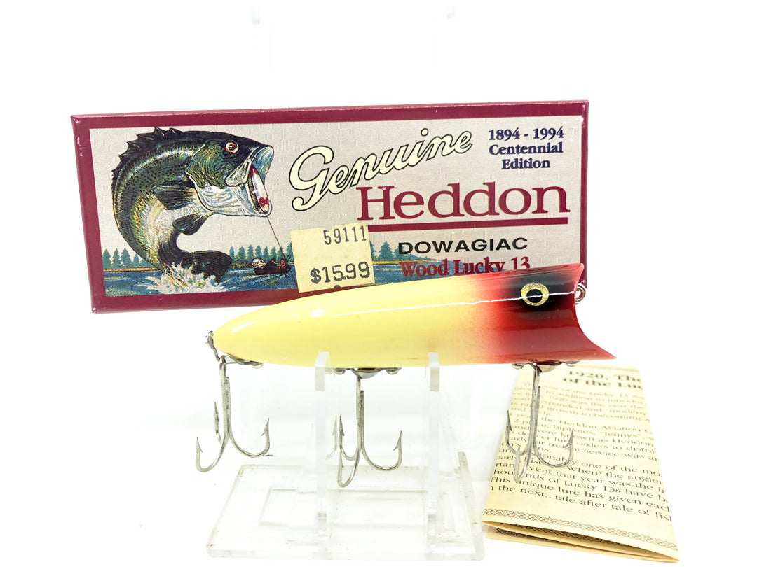 Heddon Centennial Edition Wood Lucky 13 New in Box No. 2500W-RH Red Head/White Color