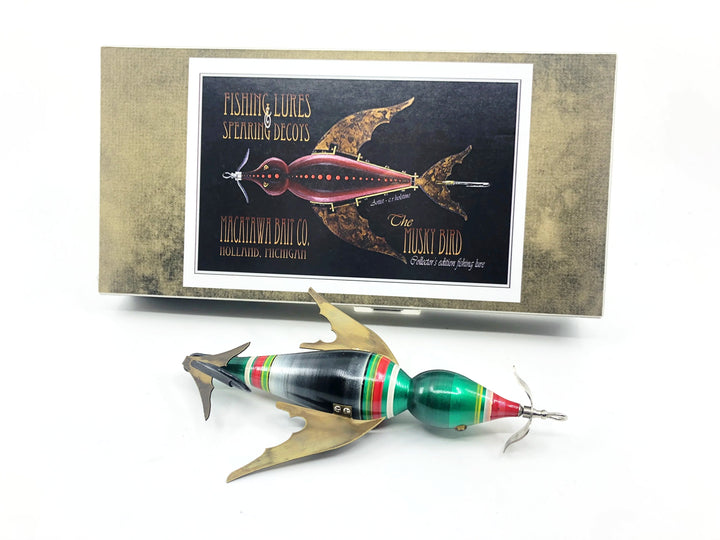 Macatawa Bait Co. Musky Bird, Green/Red/Yellow/Black Color w/Box