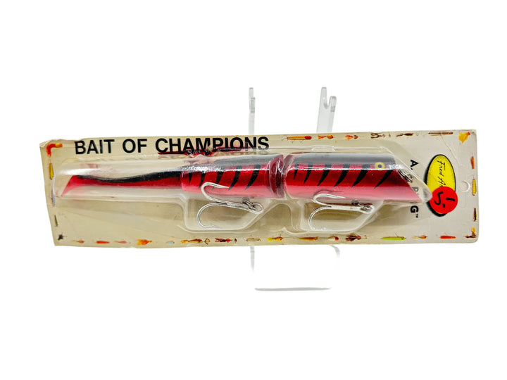 Fred Arbogast A.C Plug Wag Tail, Red/Black Ribs Color on Card